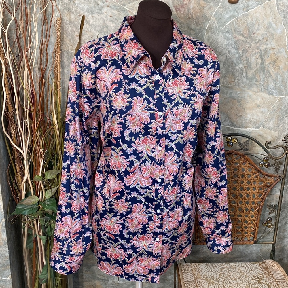 Ralph Lauren chaps women’s shirt top blouse tunic new button collar no iron